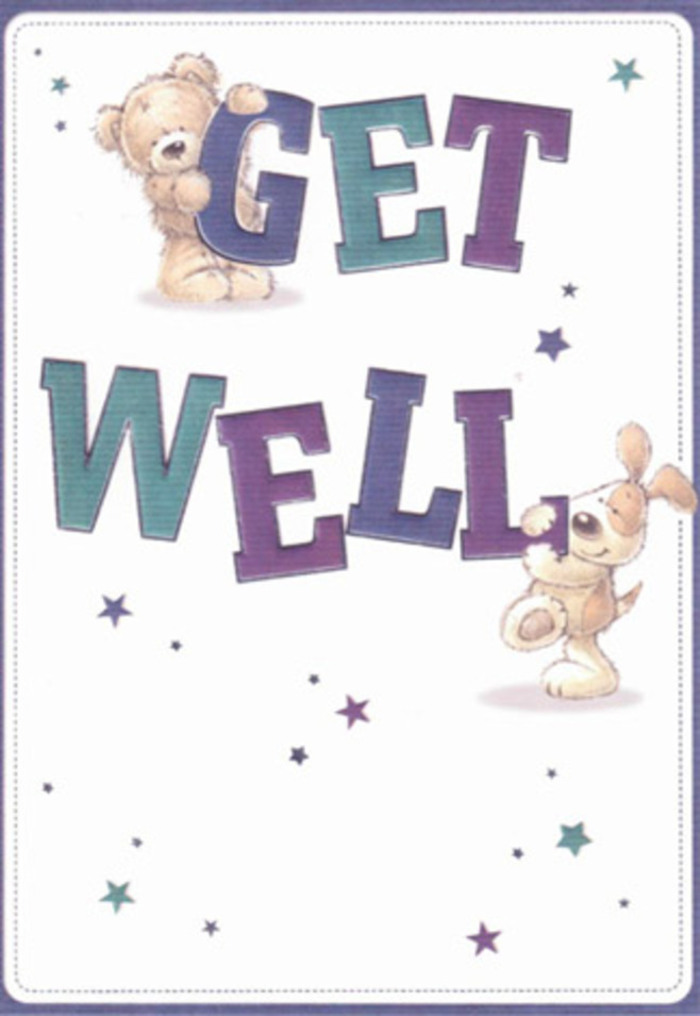 This get well card, with its friendly bear and sweet puppy illustrations, feels like a celebration of gentle encouragement unfolding in the heart of Surrey Quays. Playful starbursts swirl around the characters, scattering good wishes and subtle reminders of the close-knit community found near Surrey Quays Shopping Centre. The typography stands tall and welcoming, its hues of purple and aqua anchoring the cheerful design, much like a bouquet of irises and hydrangeas arranged with care for a neighbour in need of cheer. There is nearly a sense of touch within the illustration-the bear's fluffiness almost palpable, the puppy's velvety ears inviting a moment's comfort-bringing a tactile comfort akin to the softness of fresh petals. The card's composition, awash in light and space, suggests renewal and resilience, much as a flower arrangement brightens a home after illness. Imagine gifting this card alongside blooms from a trusted local florist: the combined gesture radiates heartfelt care and positivity, instantly lifting the spirits of someone resting beside Surrey Quays' scenic waterways, and reminding them of the gentle support all around.